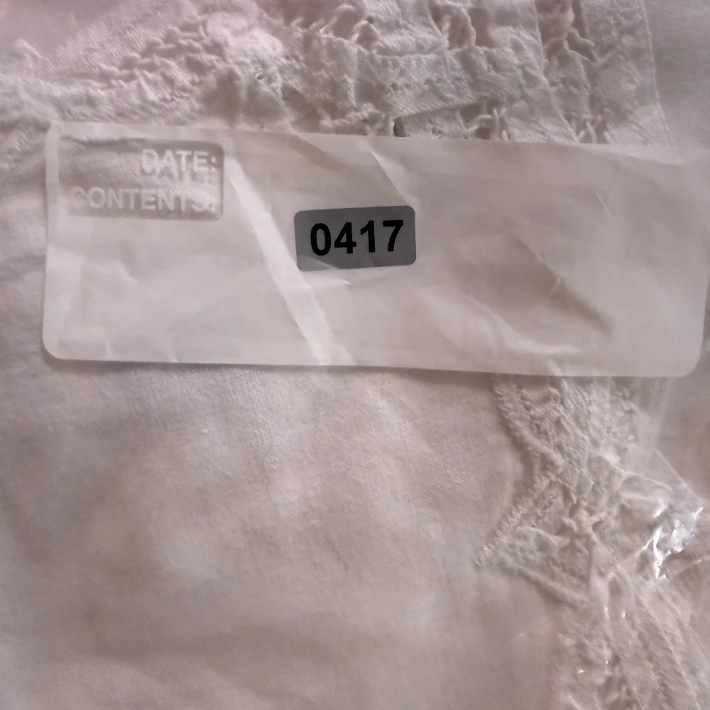 White Cotton‎ Lace Trim Table Runner Set of 3 SB99057W 100% Cotton